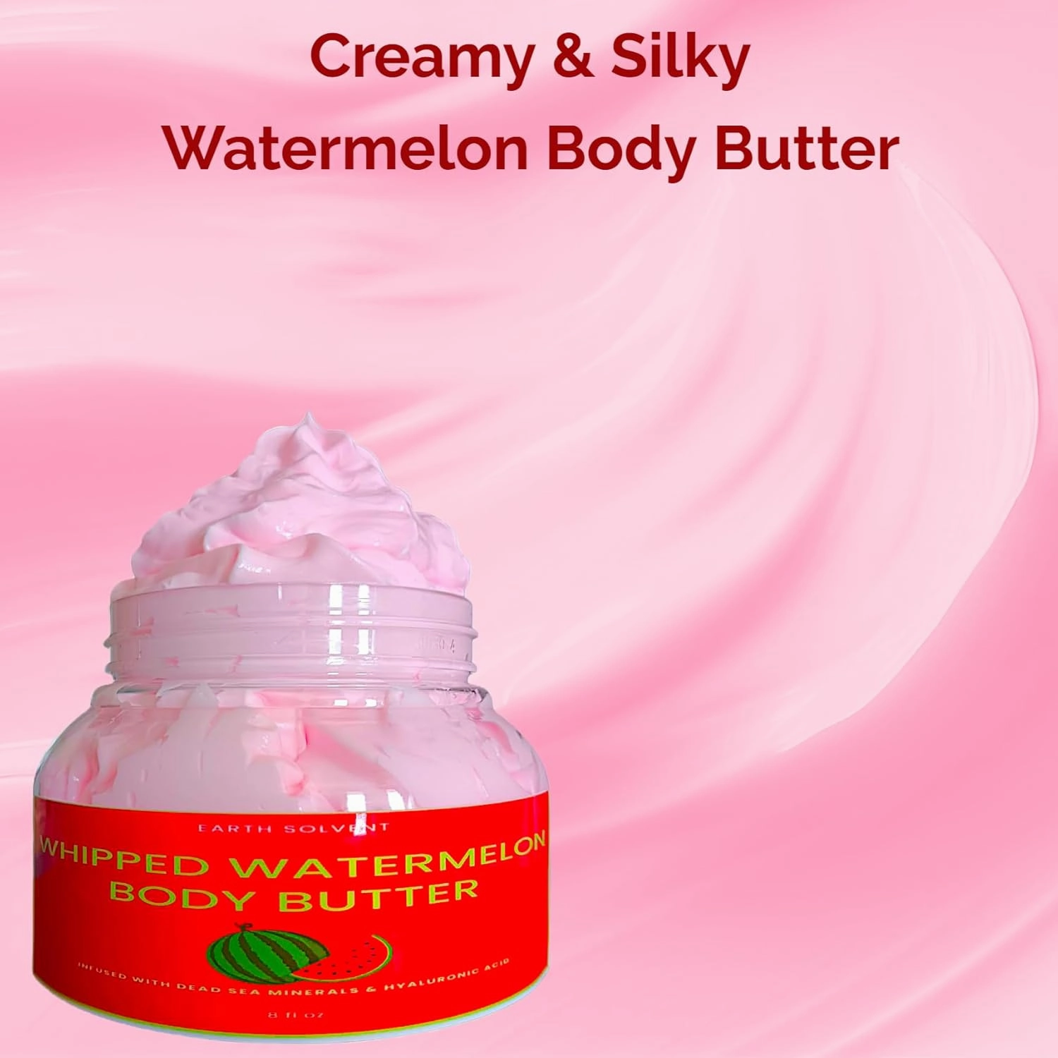 Whipped Watermelon Body Butter Infused with Dead Sea Minerals & Hyaluronic Acid | Whipped Shea Butter   Mango Butter Super Hydrating Repairing & Moisturizing (8 fl, Watermelon)