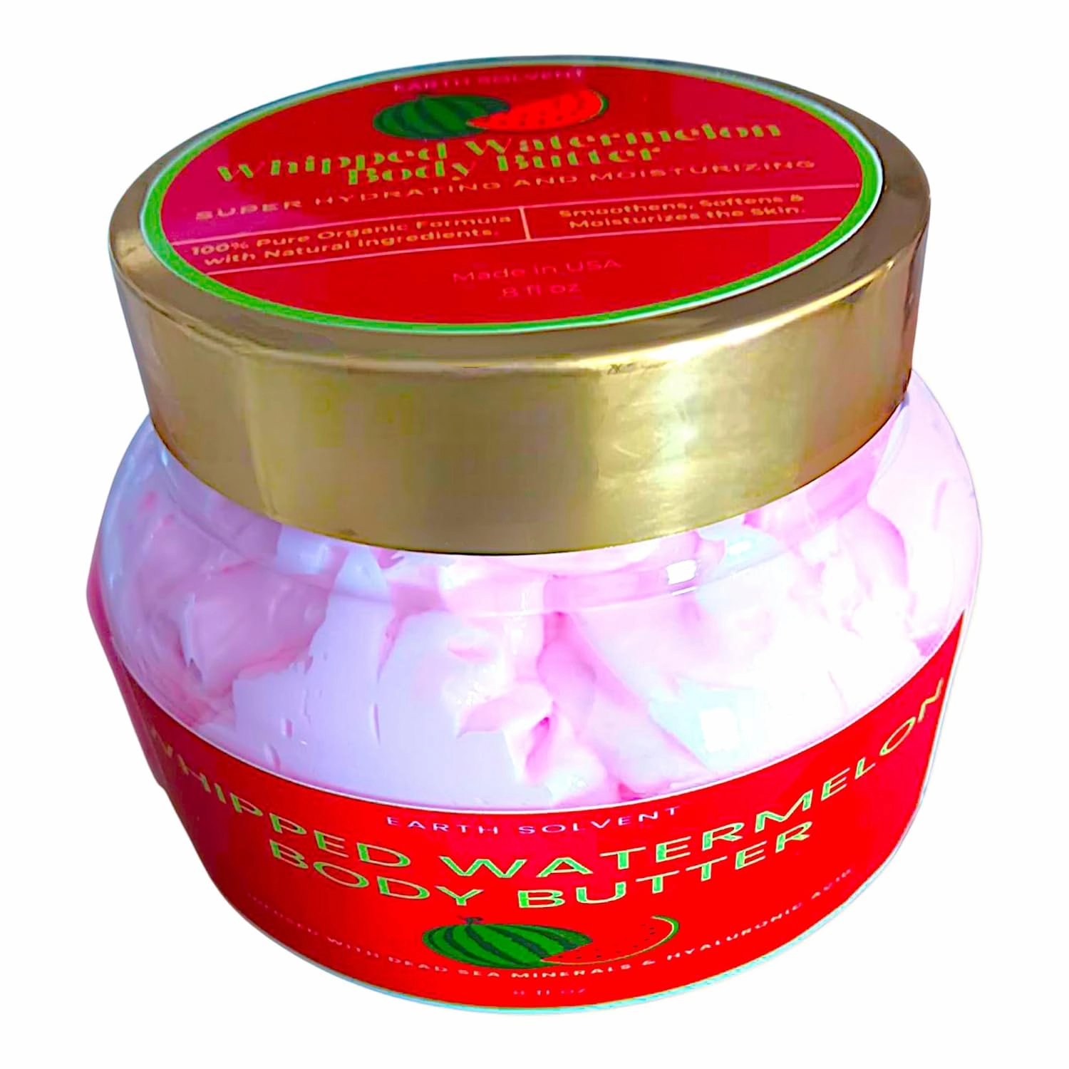 Whipped Watermelon Body Butter Infused with Dead Sea Minerals & Hyaluronic Acid | Whipped Shea Butter   Mango Butter Super Hydrating Repairing & Moisturizing (8 fl, Watermelon)