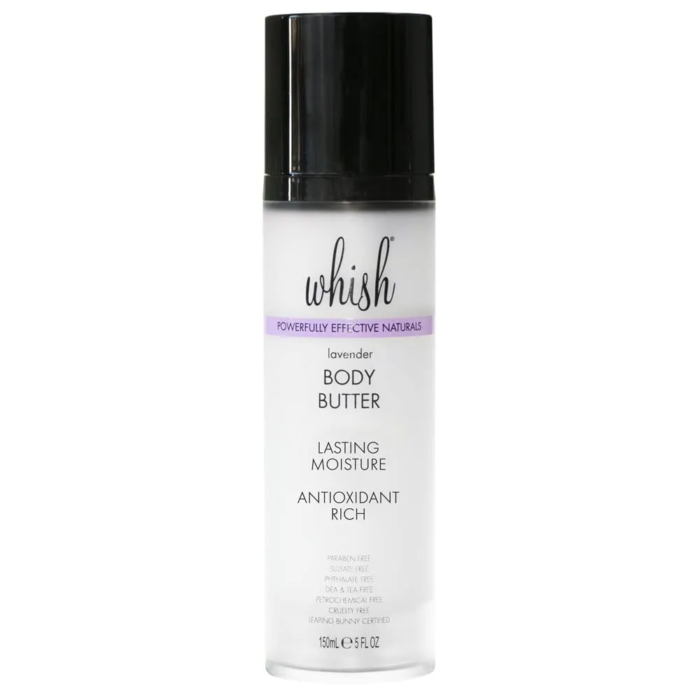 Whish Beauty Body Butter for Women - Moisturizing Body Lotion for Dry Skin - Antioxidant-Rich with Shea Butter, Aloe, & Raspberry Butter - Paraben & Sulfate Free - Lavender - 5 fl oz