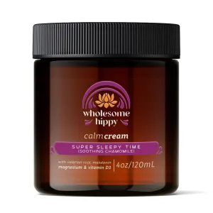 Wholesome Hippy Super Sleepytime Calm Cream – Nighttime Body Butter with Magnesium, Melatonin, Valerian & Chamomile – Soothing Vegan Moisturizer for Bedtime Routine – 4oz