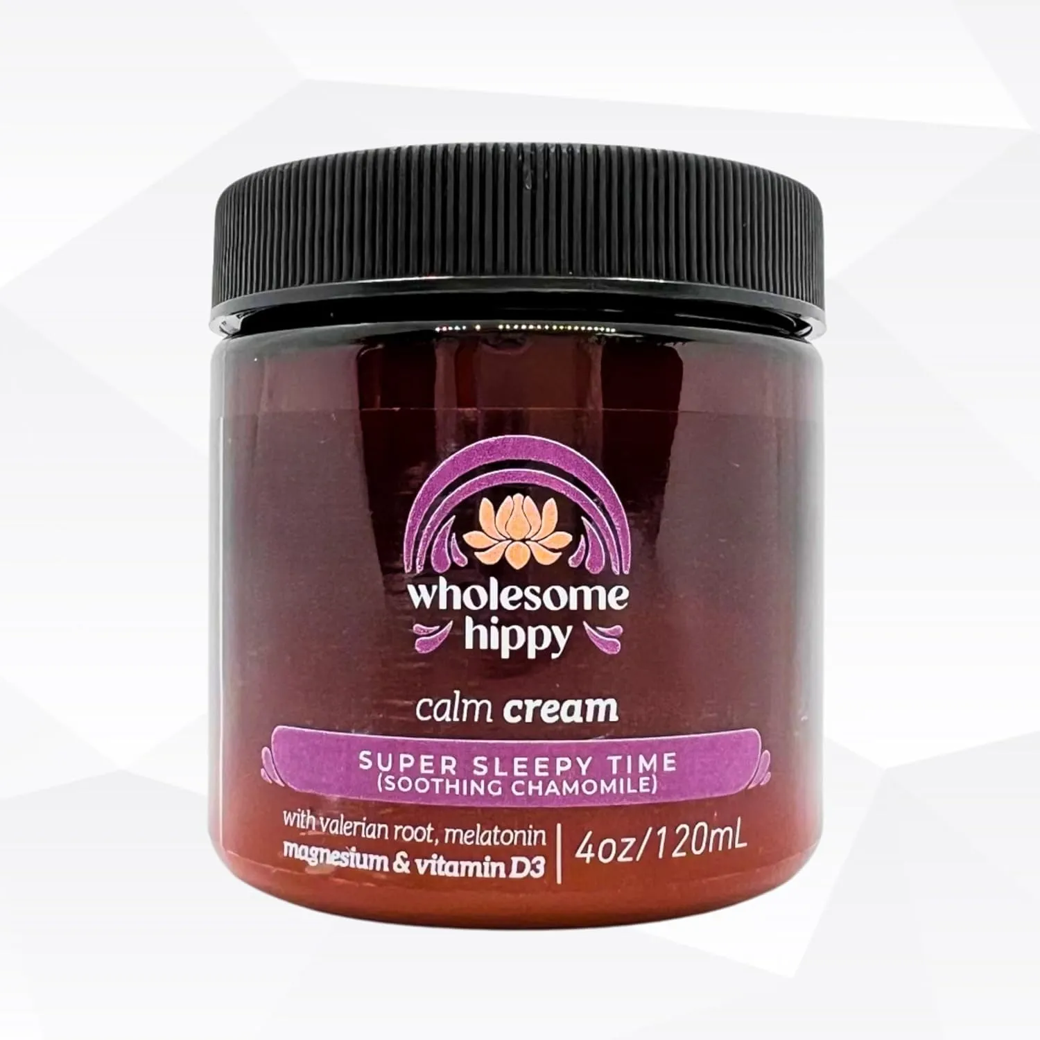 Wholesome Hippy Super Sleepytime Calm Cream – Nighttime Body Butter with Magnesium, Melatonin, Valerian & Chamomile – Soothing Vegan Moisturizer for Bedtime Routine – 4oz