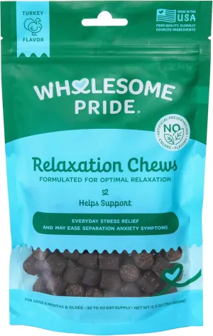 Wholesome Pride Calming Supplement for Dogs - 90 Soft Chews - Natural Anxiety Relief, Separation & Noise Stress Support with Herbal Ingredients, No Melatonin, Non-Drowsy