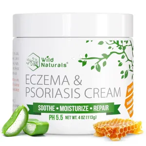 Wild Naturals Eczema & Psoriasis Cream for Dry, Itchy Skin – Eczema Relief for Adults & Kids – Moisturizing Psoriasis Cream with Manuka Honey
