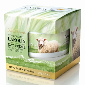 Wild Ferns Lanolin Day Crème with Collagen and Placenta, 98% Natural, 100g