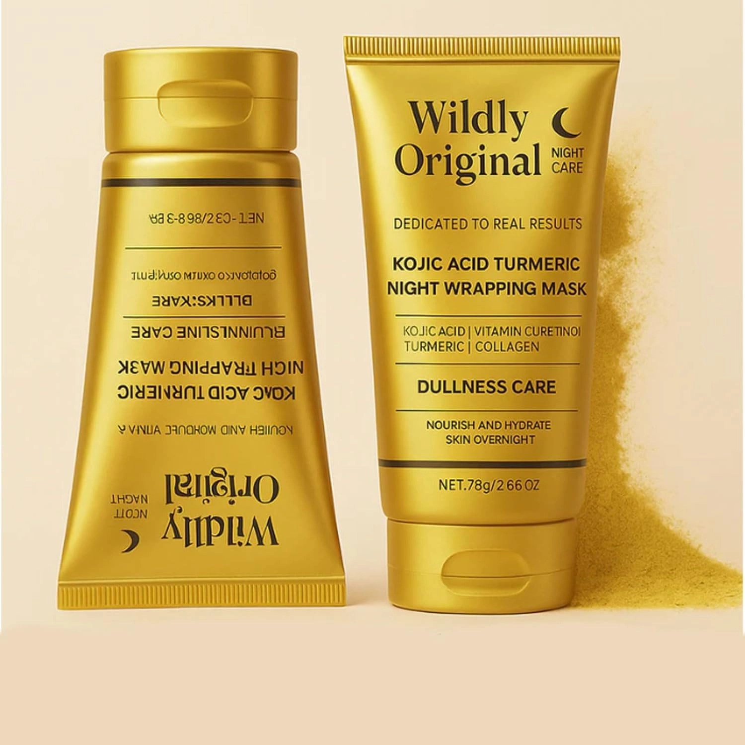 Wildly Original Turmeric Kojic Acid   Collagen Night Mask, Wildly Original Face Mask, Collagen Night Lift Mask, Peel off Mask for a Clear (Yellow-2Pcs)