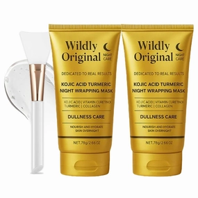 Wildly Original Turmeric Kojic Acid   Collagen Night Mask, Wildly Original Face Mask, Collagen Night Lift Mask, Peel off Mask for a Clear (Yellow-2Pcs)