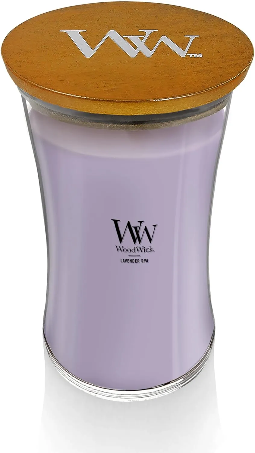 WoodWick Large Hourglass Candle, Lavender Spa Scented, Premium Soy Blend, Crackles as it Burns, Perfect for Gifting, 21oz