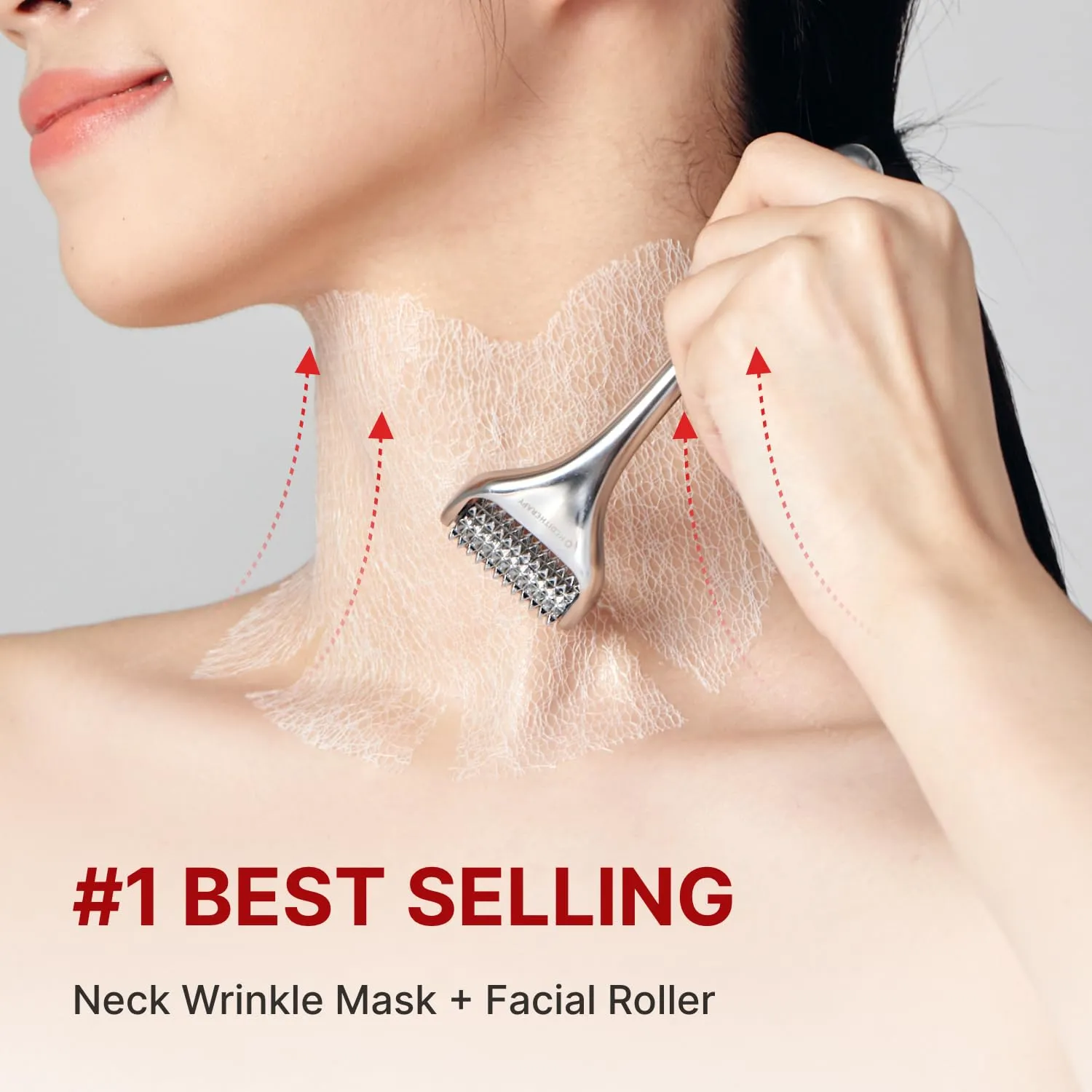 Wrinkle-fit Neck Mask 7EA   Boosting Roller - Neck Wrinkle Patches, Firming and Tightening Korean Deep Collagen Mask - NeckTargeted Mesh Sheet Mask and Face Roller for Lifting Sagging Skin