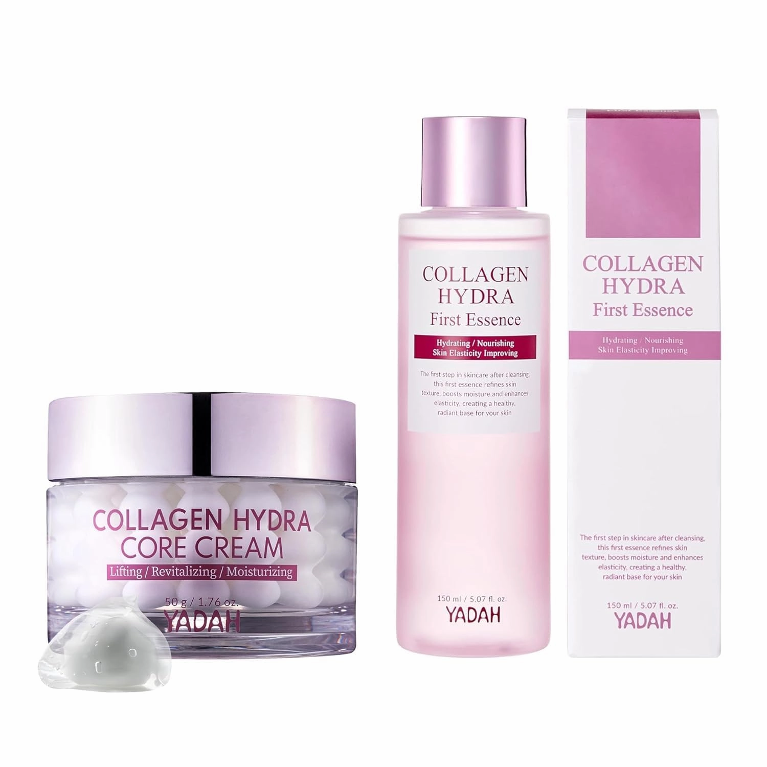 YADAH Collagen Hydra Core Cream (50g) and COLLAGEN HYDRA FIRST ESSENCE 5.07 Fl Oz