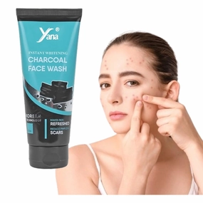 Yana Charcoal Acne Face Wash travel size & Cleanser for Teens By Korean Technoloy | Charcoal Face Wash Scrub | Side-effect Free