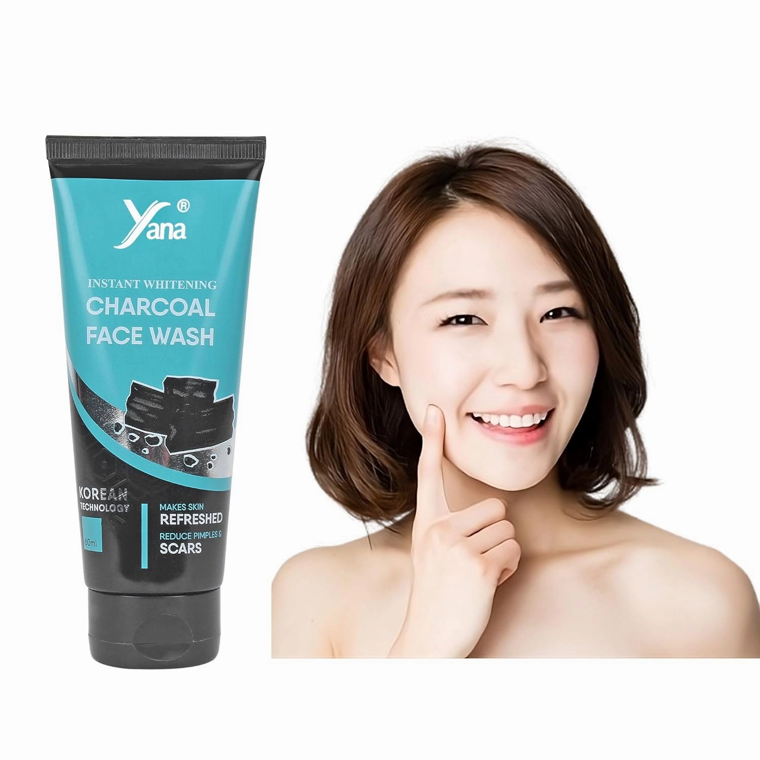 Yana Charcoal Face Wash & Cleanser Clean & Clear Skin Night By Korean Technoloy