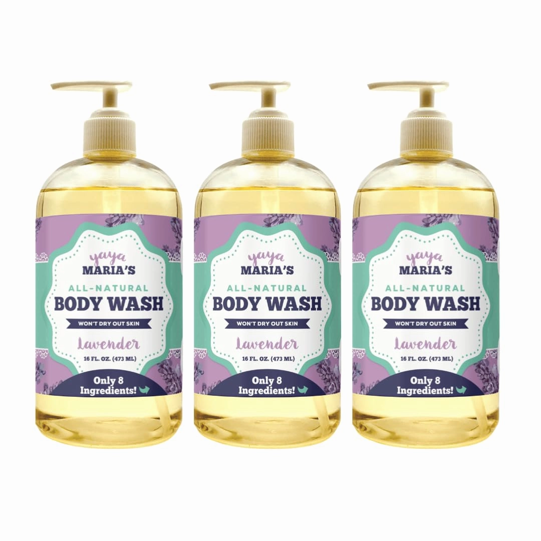 Yaya Maria's Natural Body Wash, Only 6 Ingredients, 100% Nontoxic, Keeps Skin Soft, Cruelty-Free (Lavender)
