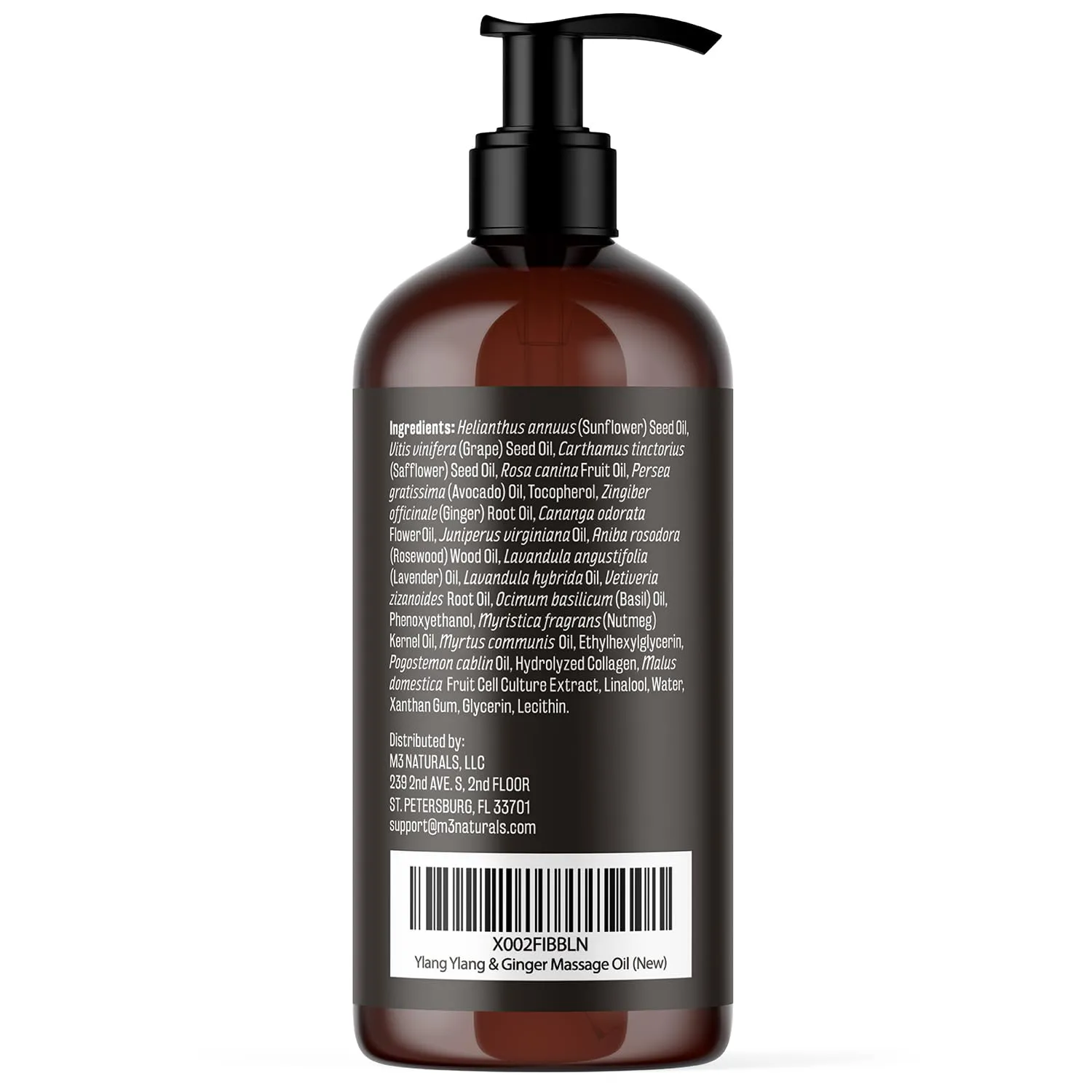 Ylang Ylang   Ginger Lymphatic Drainage Massage Oil – with Collagen & Stem Cells for Circulation, Detox & Cellulite Removal – Body Oil for Muscle Relief, Skin Firming & Relaxation – 8oz by M3 Naturals
