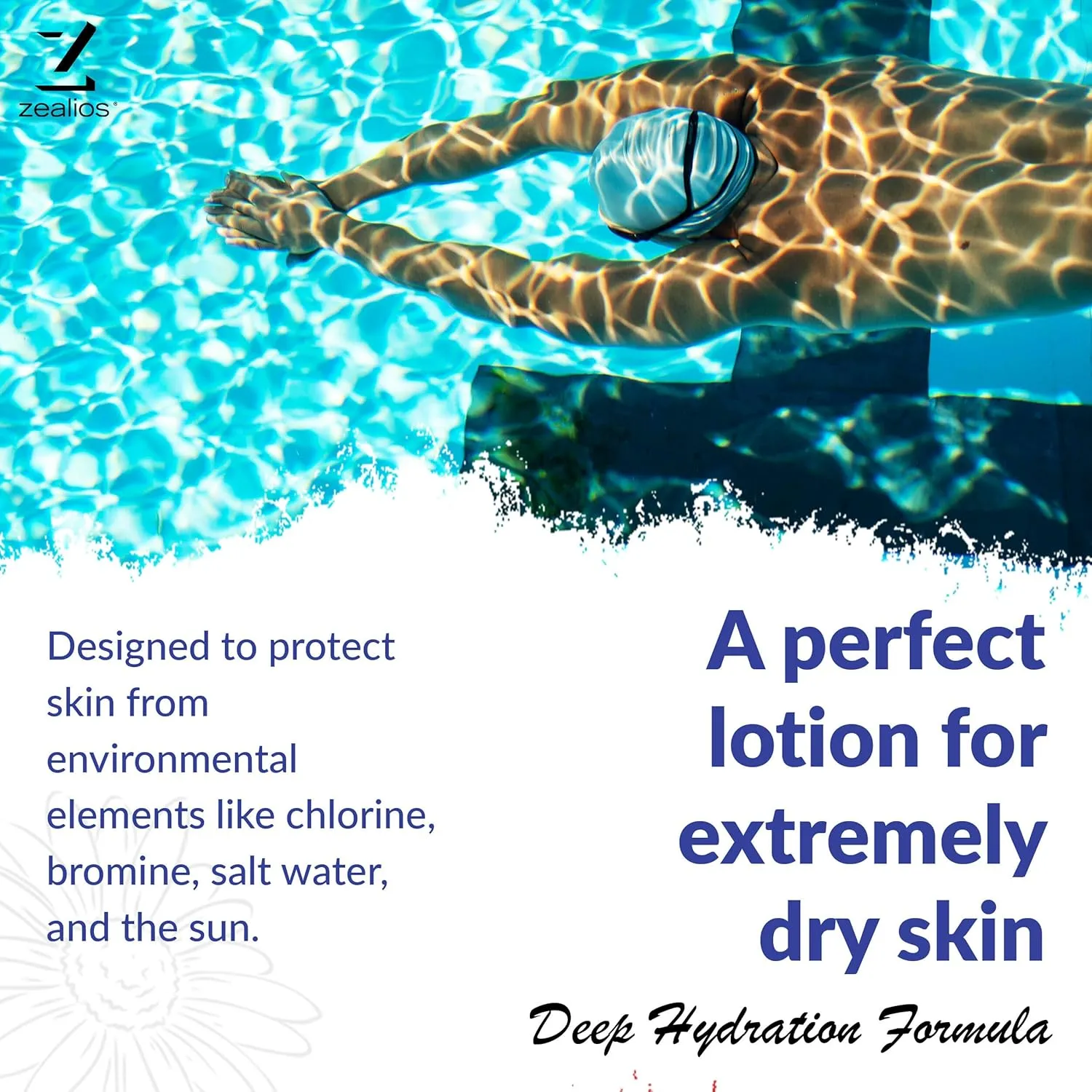 Zealios Advanced Hydration Body Lotion for Swimmers 32oz - Deep Hydration Formula, Lotion for Extremely Dry Skin, Skincare Moisturizer with Vitamins & Antioxidants, Non-Greasy Lotion
