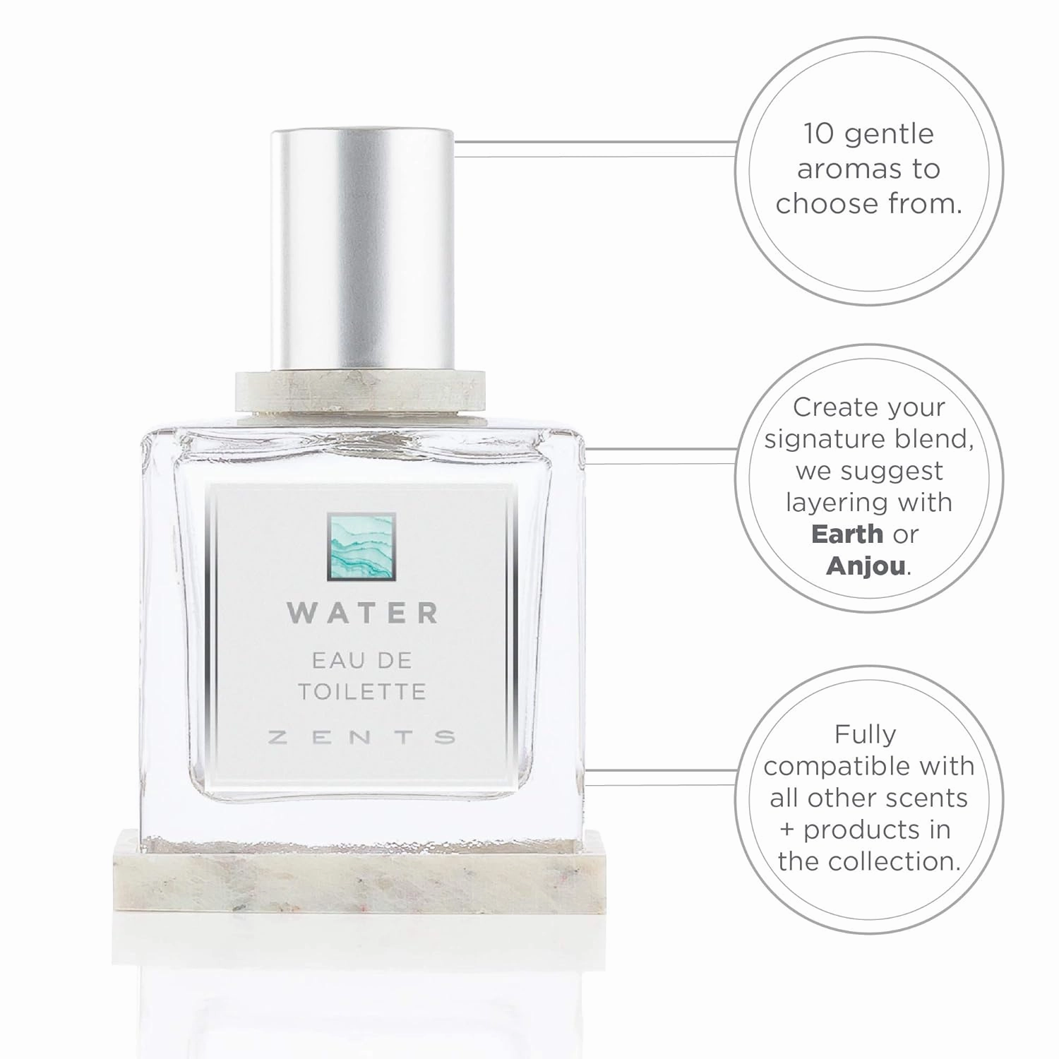 Zents Eau de Parfum (Water) for Women & Men | Long-Lasting Clean Fragrance with Chamomile, Coriander & Lemon | Fresh & Calming Scent | 1.69 oz