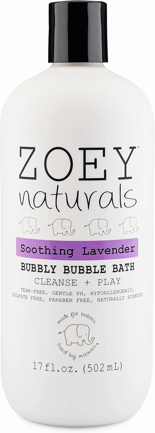 Zoey Naturals - Soothing Lavender Bubble Bath for Kids & Babies, Tear-Free Moisturizing Toddler Soap with Aloe & Avocado Oil for Calm Experience - Made in USA, 17 oz