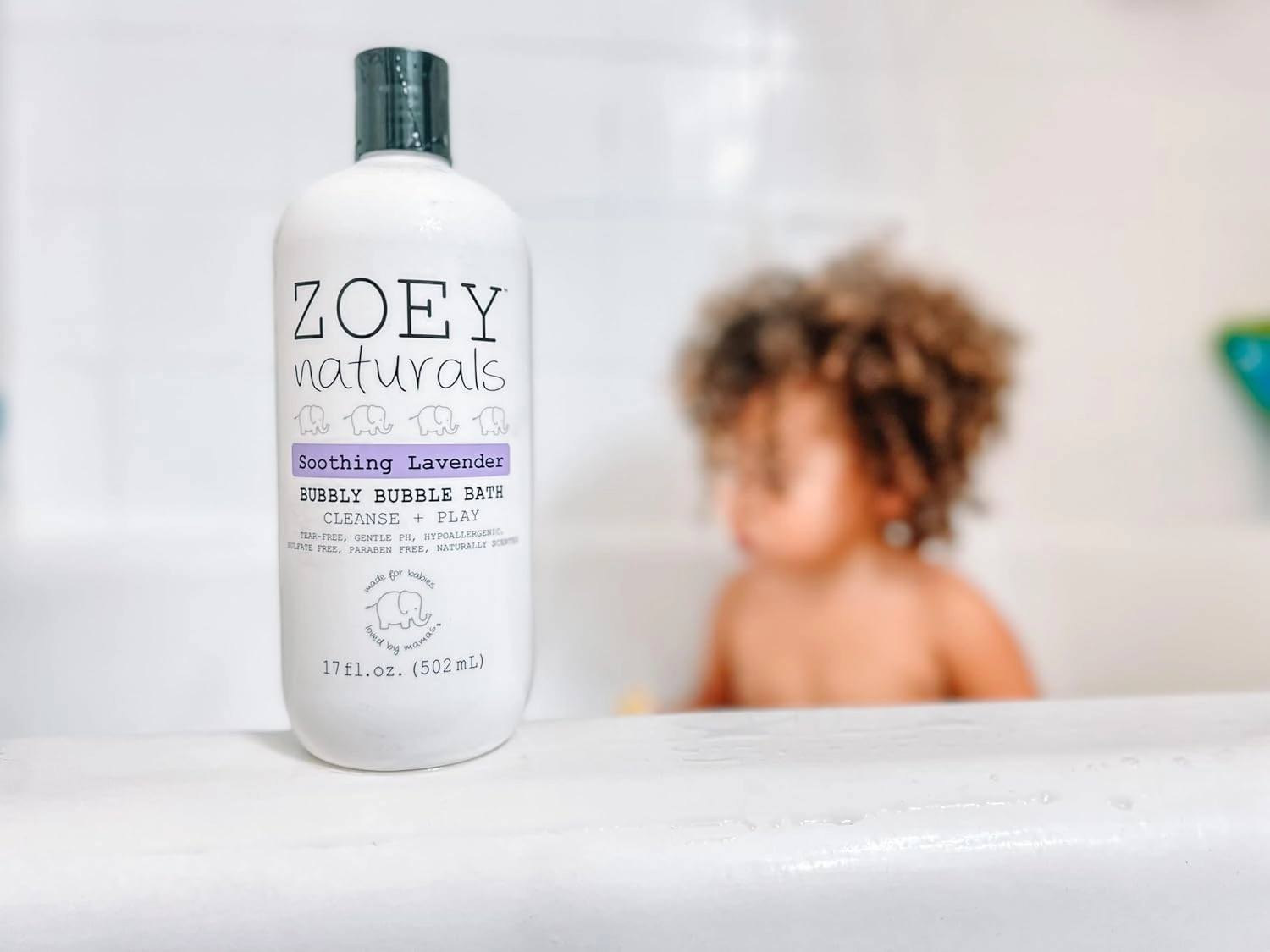 Zoey Naturals - Soothing Lavender Bubble Bath for Kids & Babies, Tear-Free Moisturizing Toddler Soap with Aloe & Avocado Oil for Calm Experience - Made in USA, 17 oz
